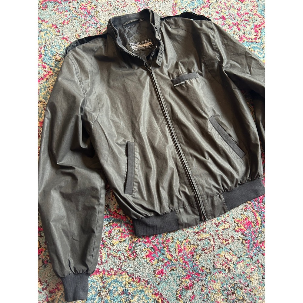 Members Only Racer Jacket Black Iconic Vintage Style Cafe Bomber Coat 42L